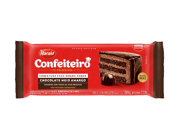 Cobertura Confeiteiro Barra 1kg Meio Amar...