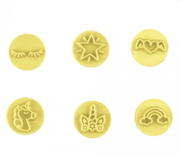 Kit Carimbos Unicórnio Amarelo (2 cm) C/6...