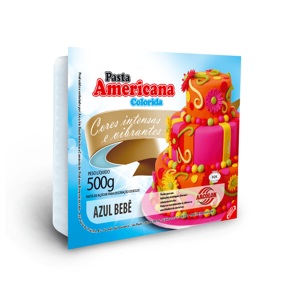Pasta Americana Azul Bebê 500g – Arcolor Pasta Americana Azul Bebê 500g – Arcolor