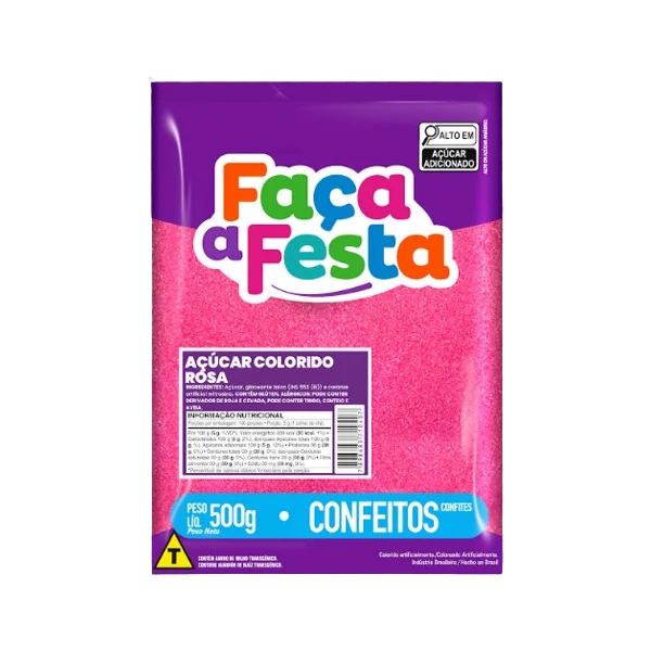 Açúcar Colorido Rosa 500g – Leke