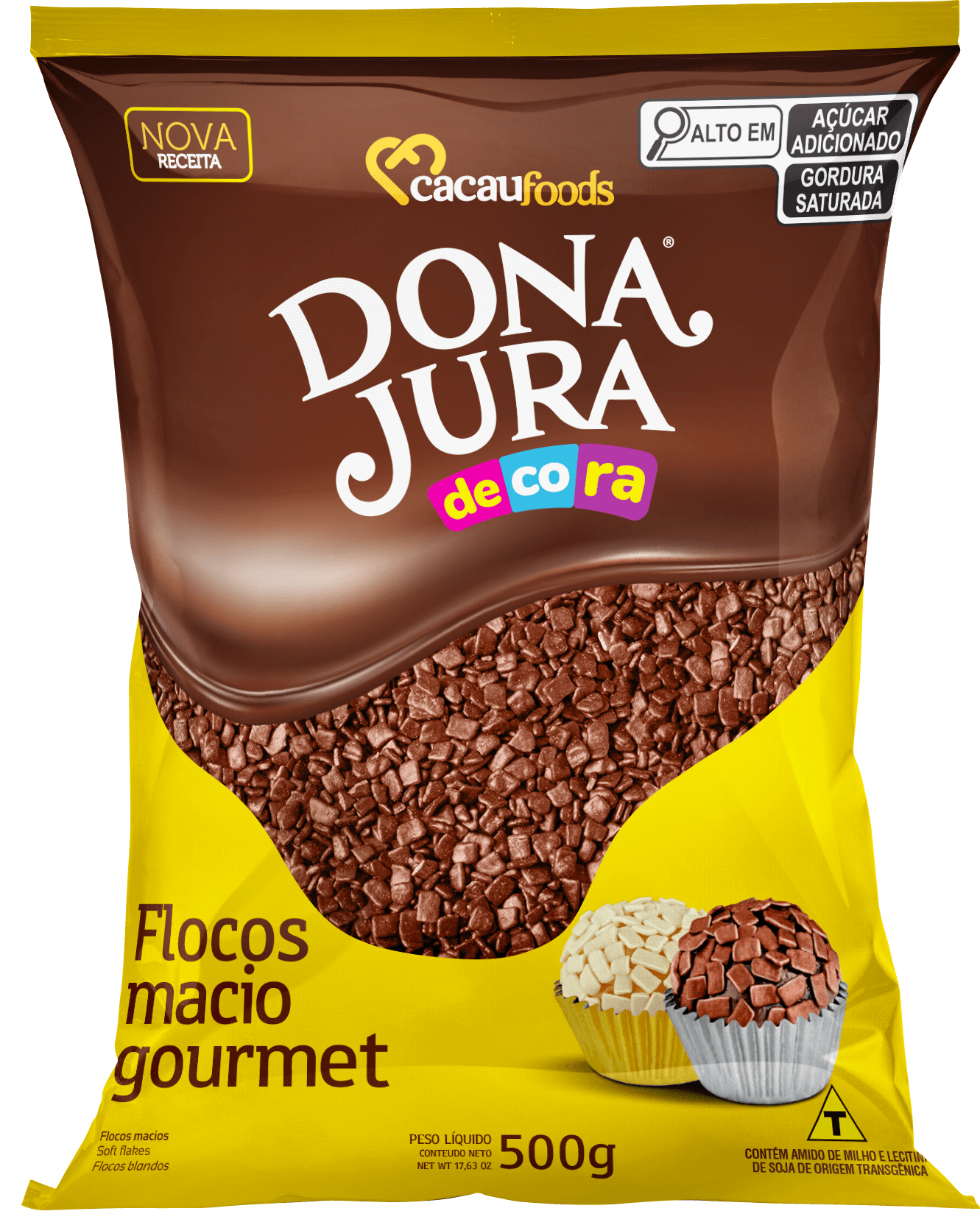 Flocos Macio Chocolate e Chocolate Branco...
