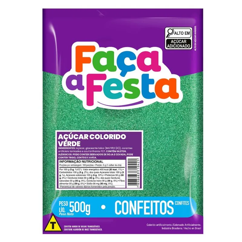 Açúcar Colorido Verde 500g – Leke