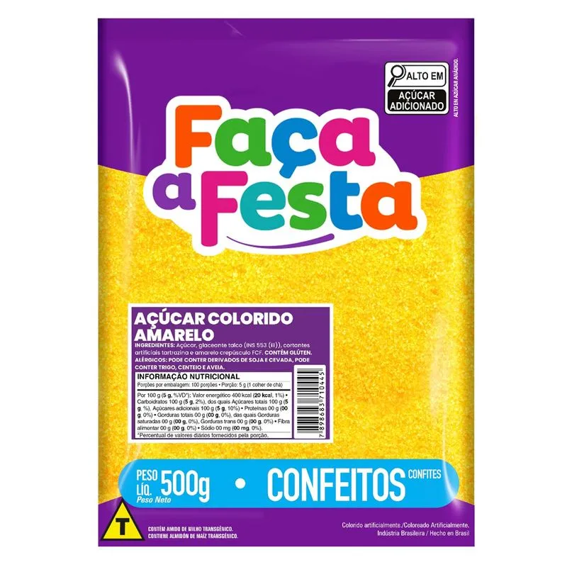 Açúcar Colorido Amarelo 500g – Leke