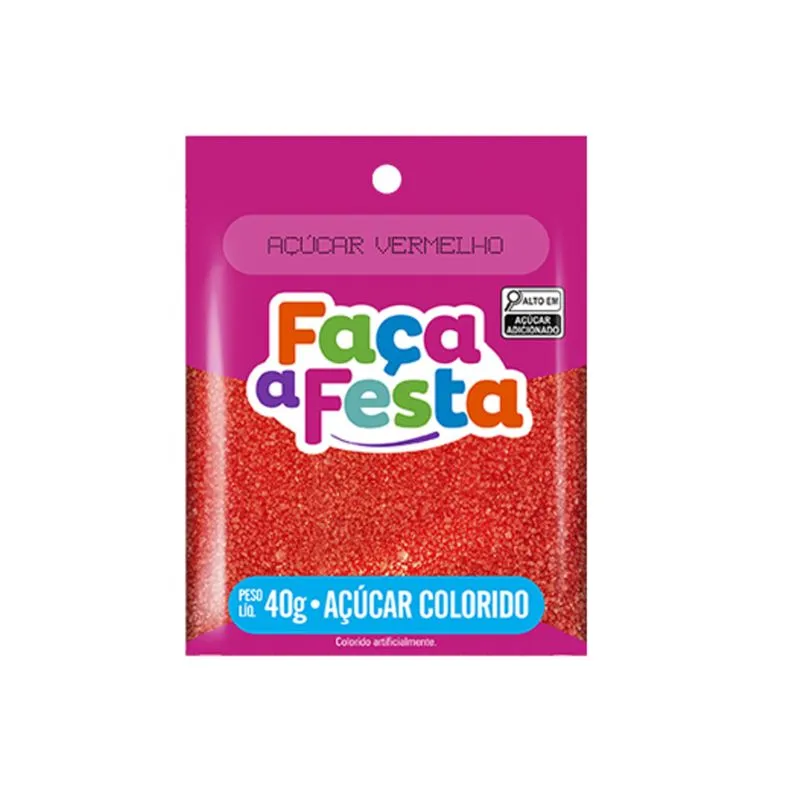 Açúcar Colorido Vermelho 40g – Leke