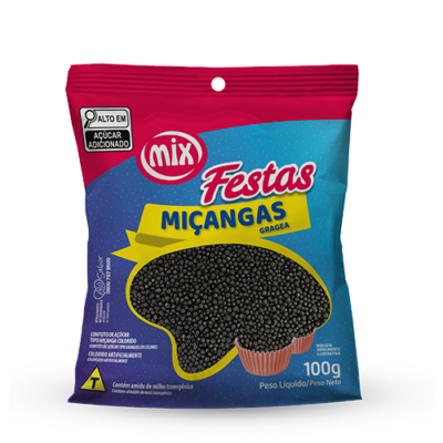 Confeito Miçanga Preta 100g – MIX