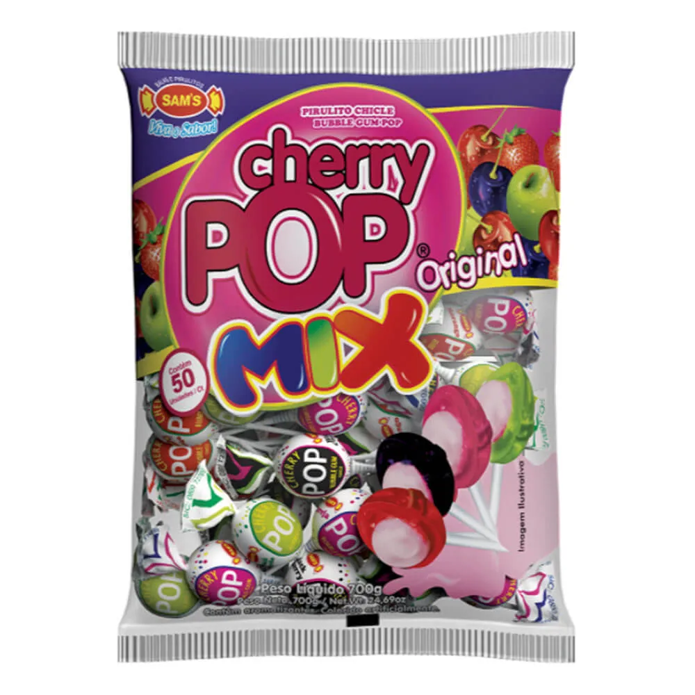 Pirulito Cherry Pop Mix c/50 – 700g – Sams