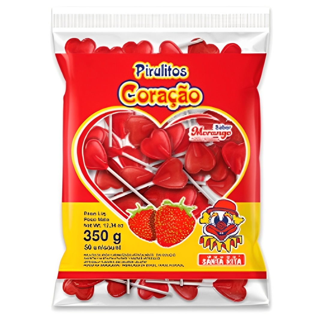 Pirulito Coração Sabor Morango – 350g – P...