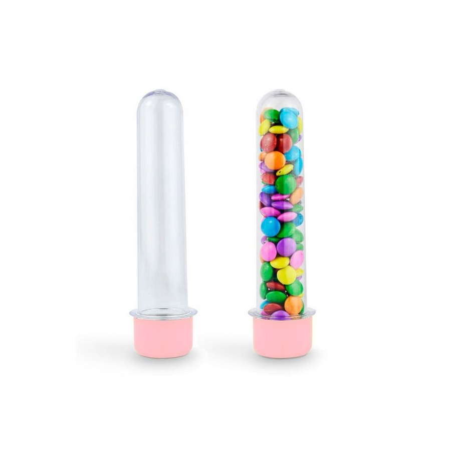 Tubete 12,5 cm Transparente com Tampa Ros...