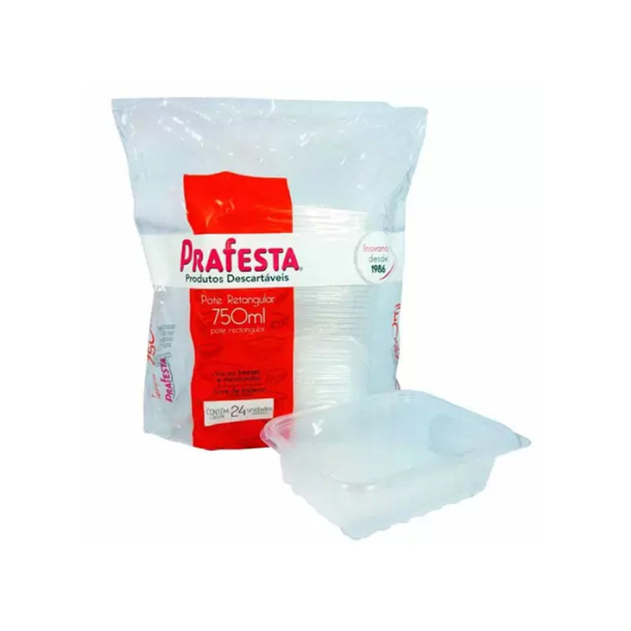 Pote Retangular 750ml com Tampa – Kit com...
