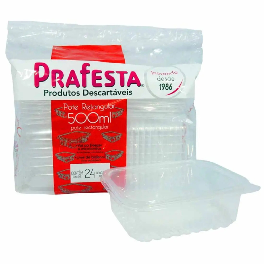 Pote com Lacre Retangular 500ml – Kit com...
