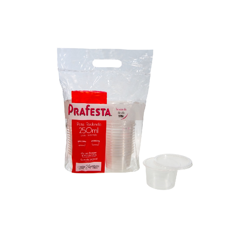 Pote Redondo 350ml com Tampa – 24 Unidades