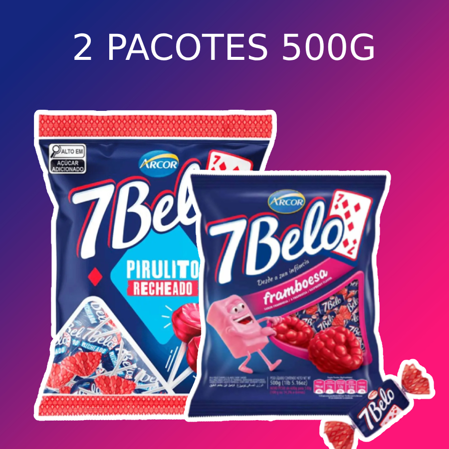 Kit Pirulito 500g e Bala 7Belo Framboesa ...