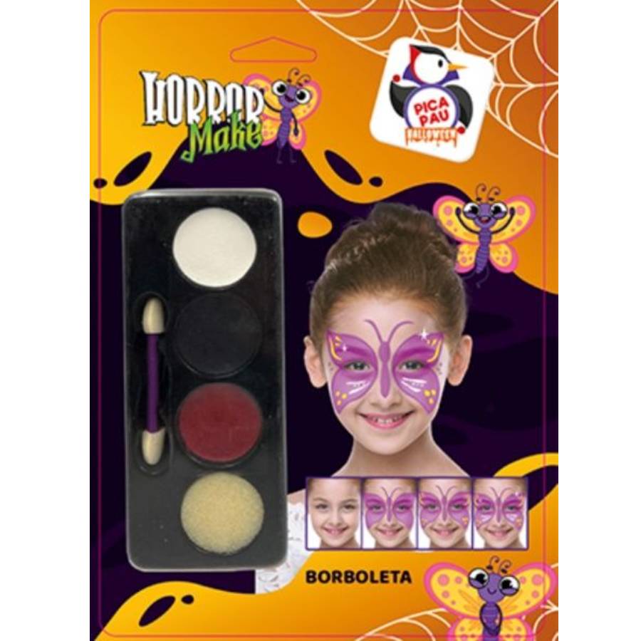 Kit Pintura Facial 4 Cores/Pincel Esponja...