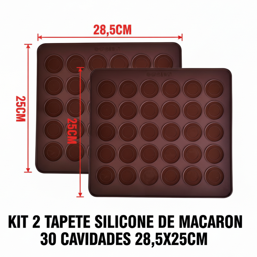 Kit 2 Tapetes Silicone de Macaron 30 cavi...