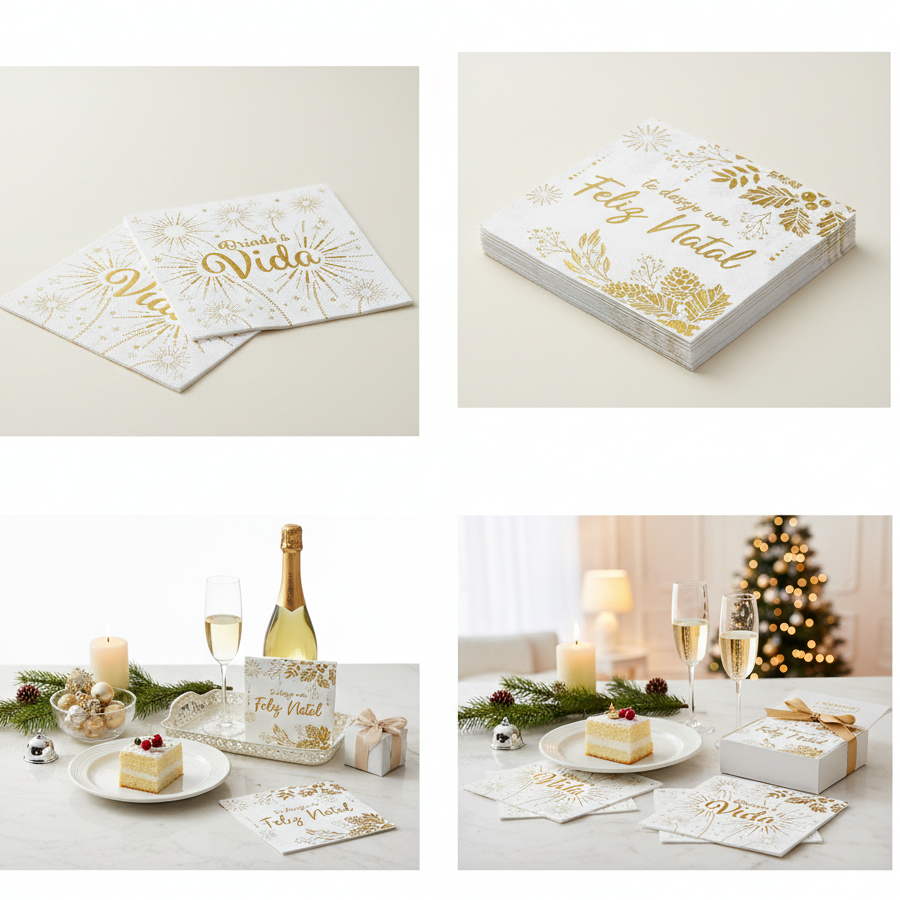 Kit 30 Guardanapos Decorativos de Natal e...