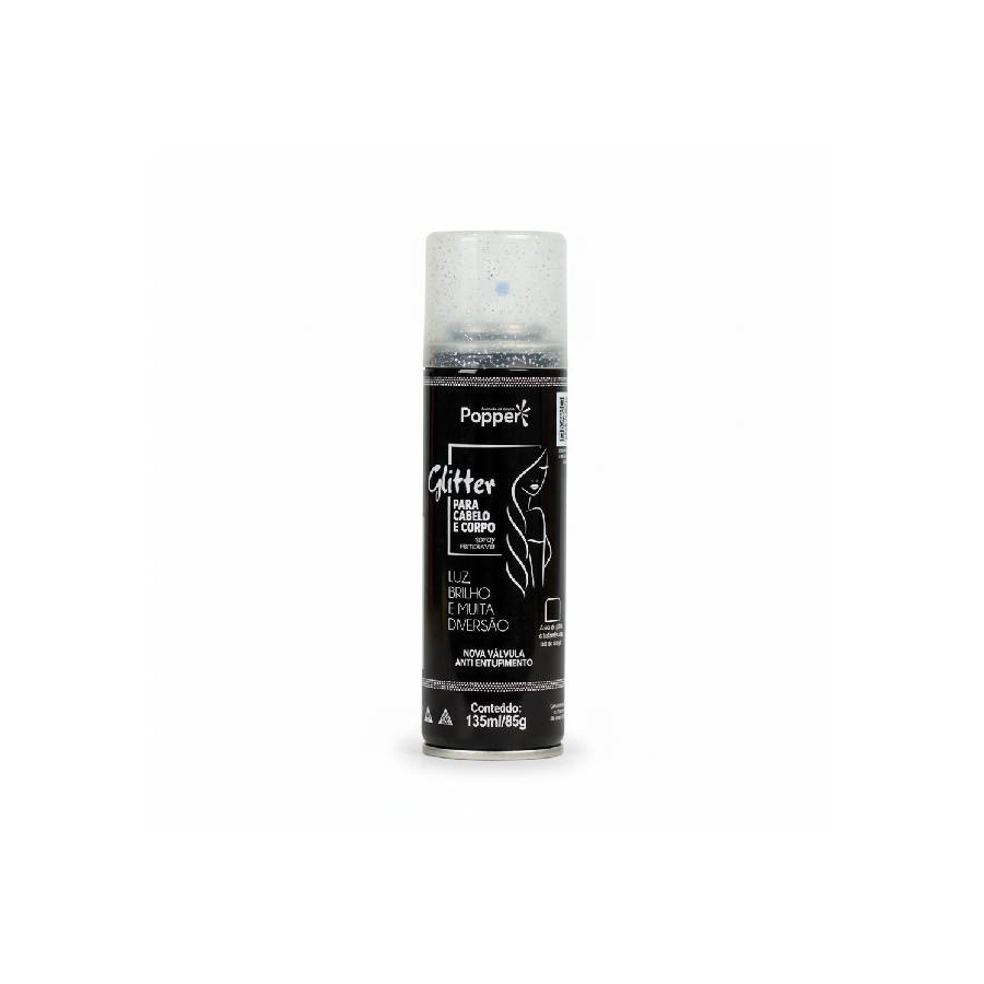 Spray Glitter para Cabelo e Corpo Prata e...