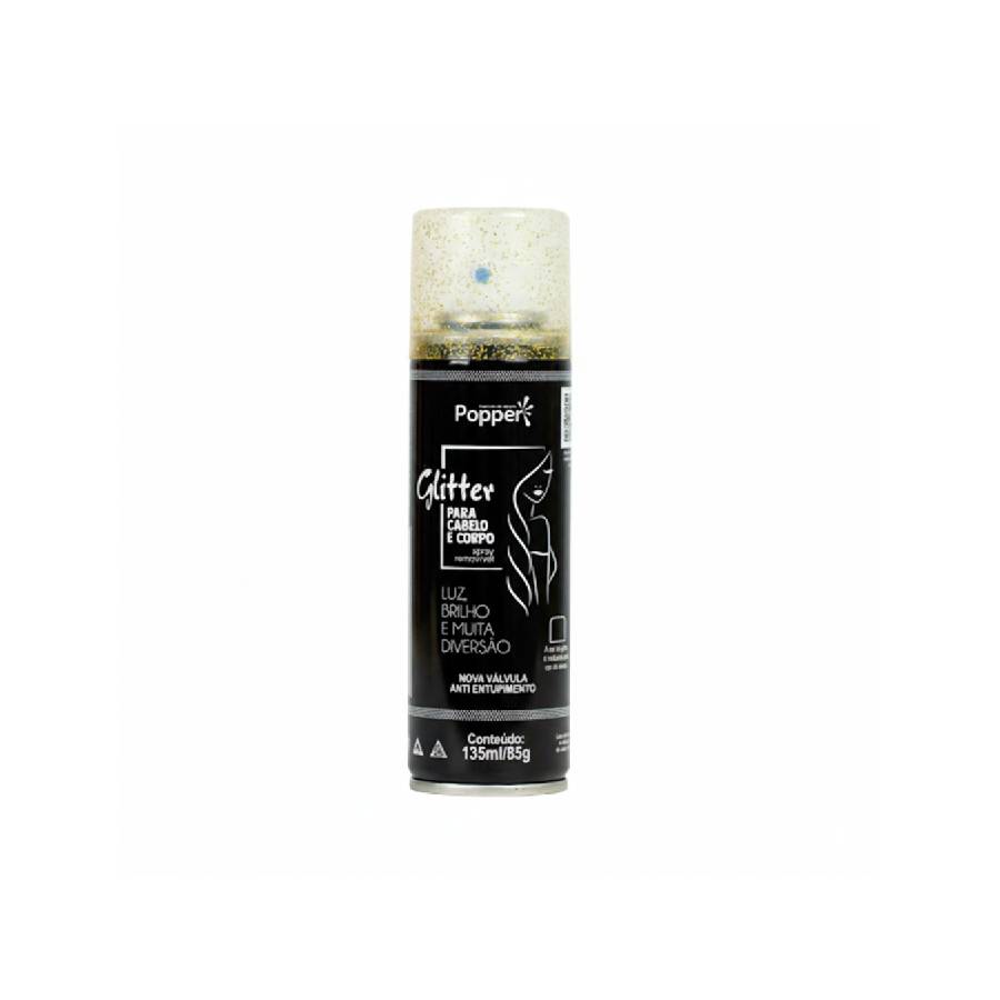 Spray Glitter para Cabelo e Corpo Prata e...