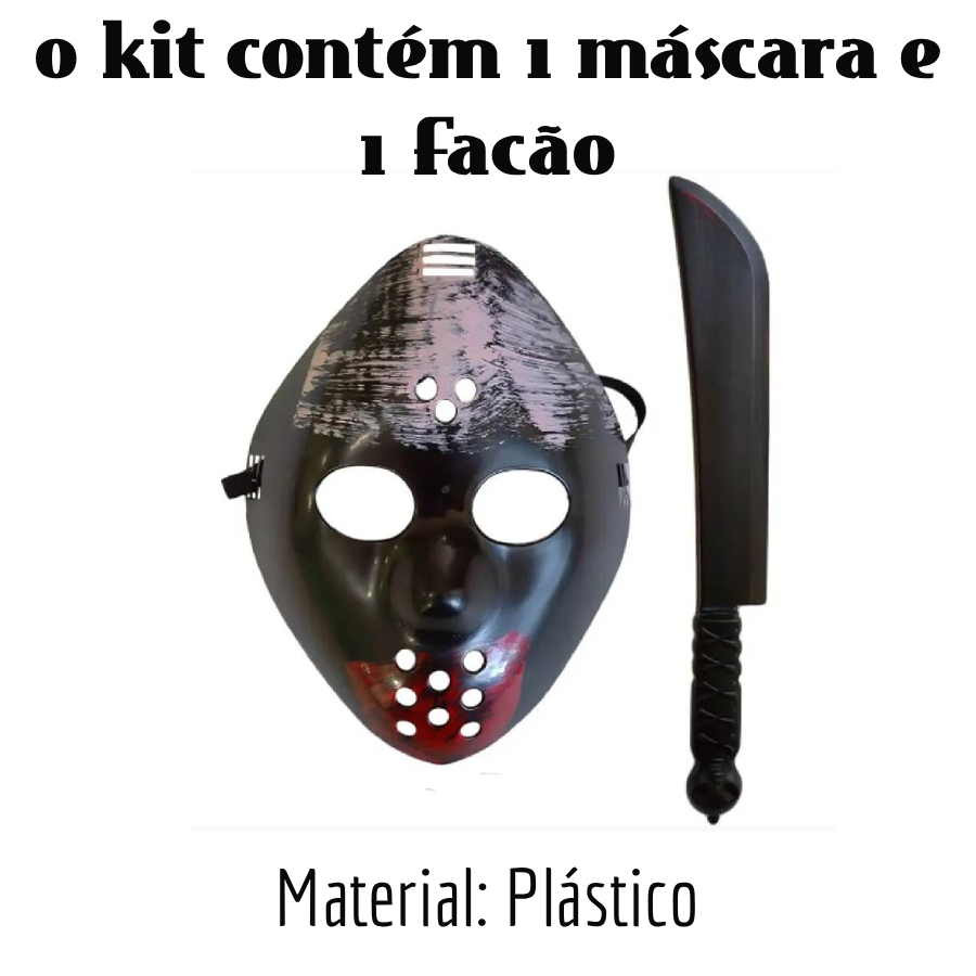 Kit Máscara e Faca Jason Halloween