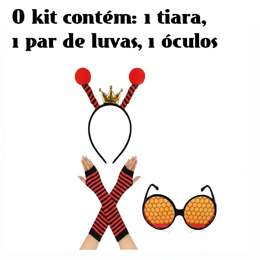 KIT ABELHA – TIARA / ÓCULOS / LUVA 