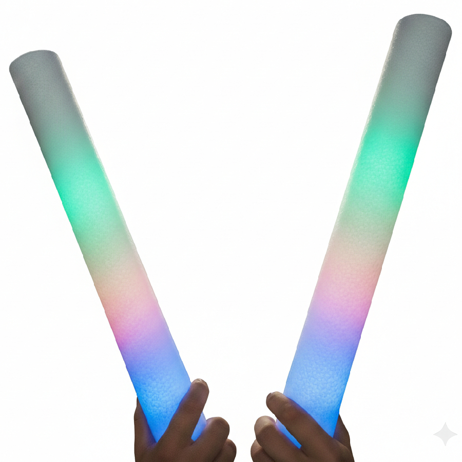 Kit 10 Bastão de Espuma com LED 48 cm 