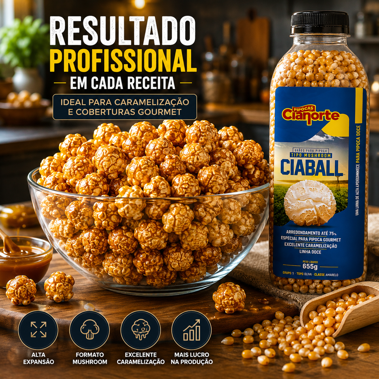 Milho para Pipoca Gourmet Mushroom Ciabal...