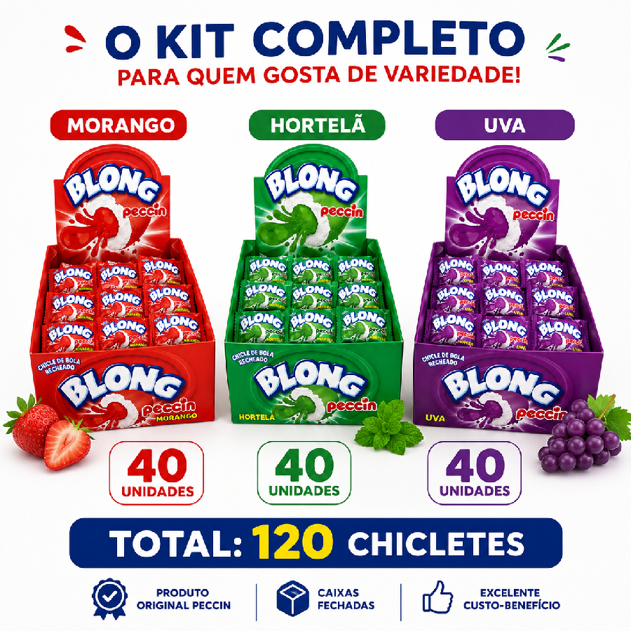 KIT CHICLETE BLONG PECCIN – 3 CAIXAS SORT...