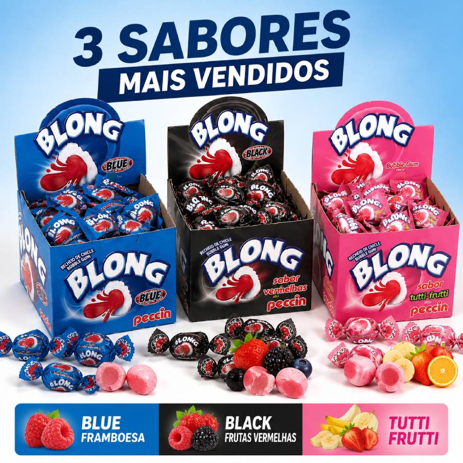 Kit Chiclete Blong Sabores Sortidos 3 Cai...