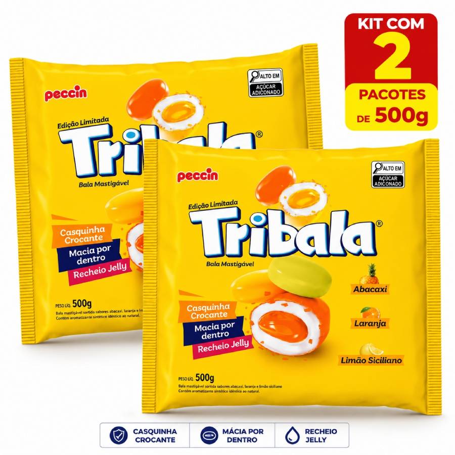 Kit 2 Bala Tribala Sortida 500g Recheio J...