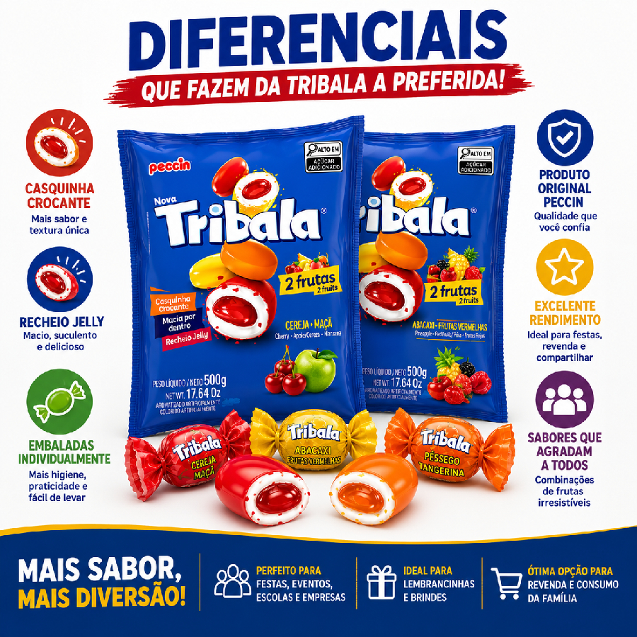 Tribala Peccin 1Kg Kit 200 Balas Recheio ...