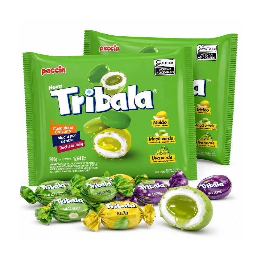 Bala Tribala Recheada Verde Kit Econômico...
