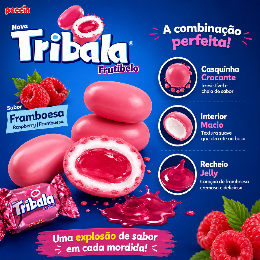 Bala Tribala Framboesa Peccin Kit Econômi...