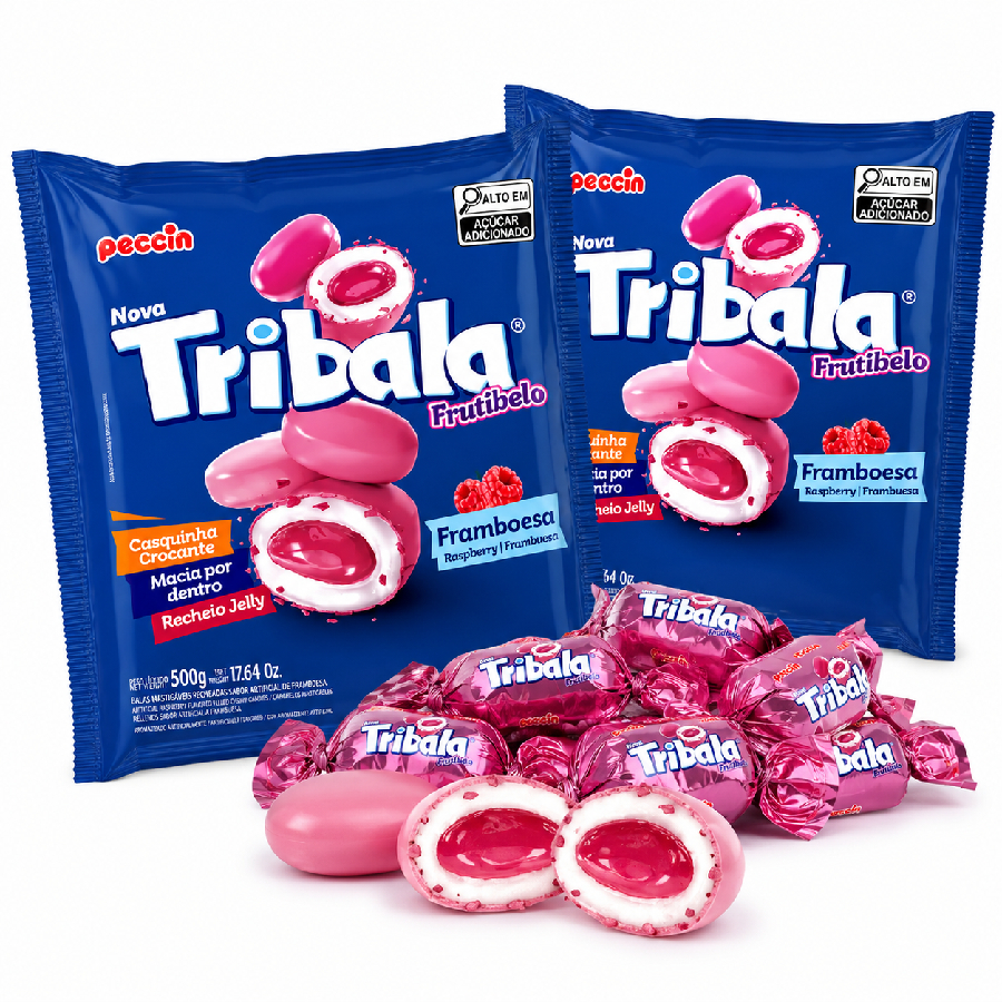 Bala Tribala Framboesa Peccin Kit Econômi...