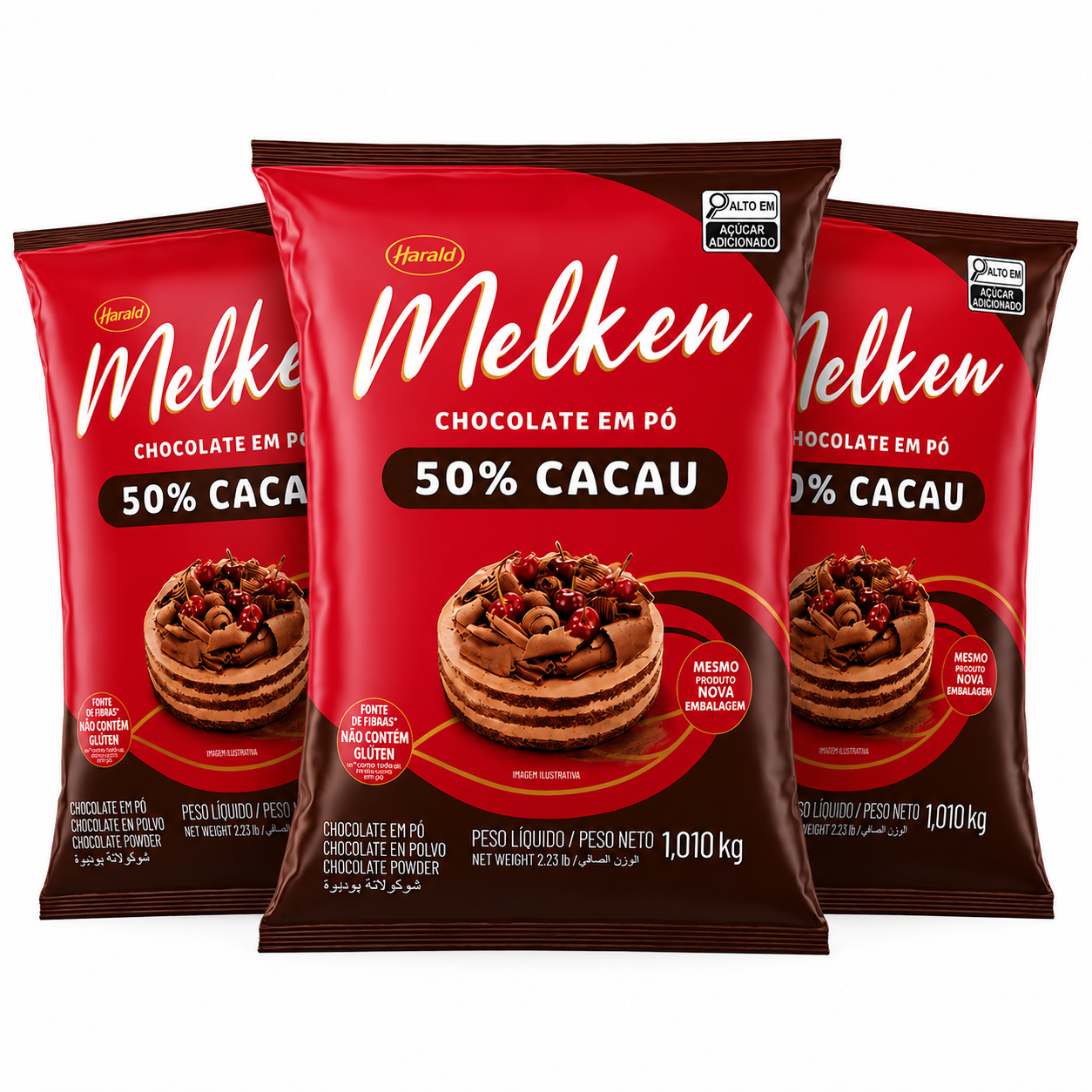 Kit 3 pct Chocolate Em Pó Melken 50% Caca...