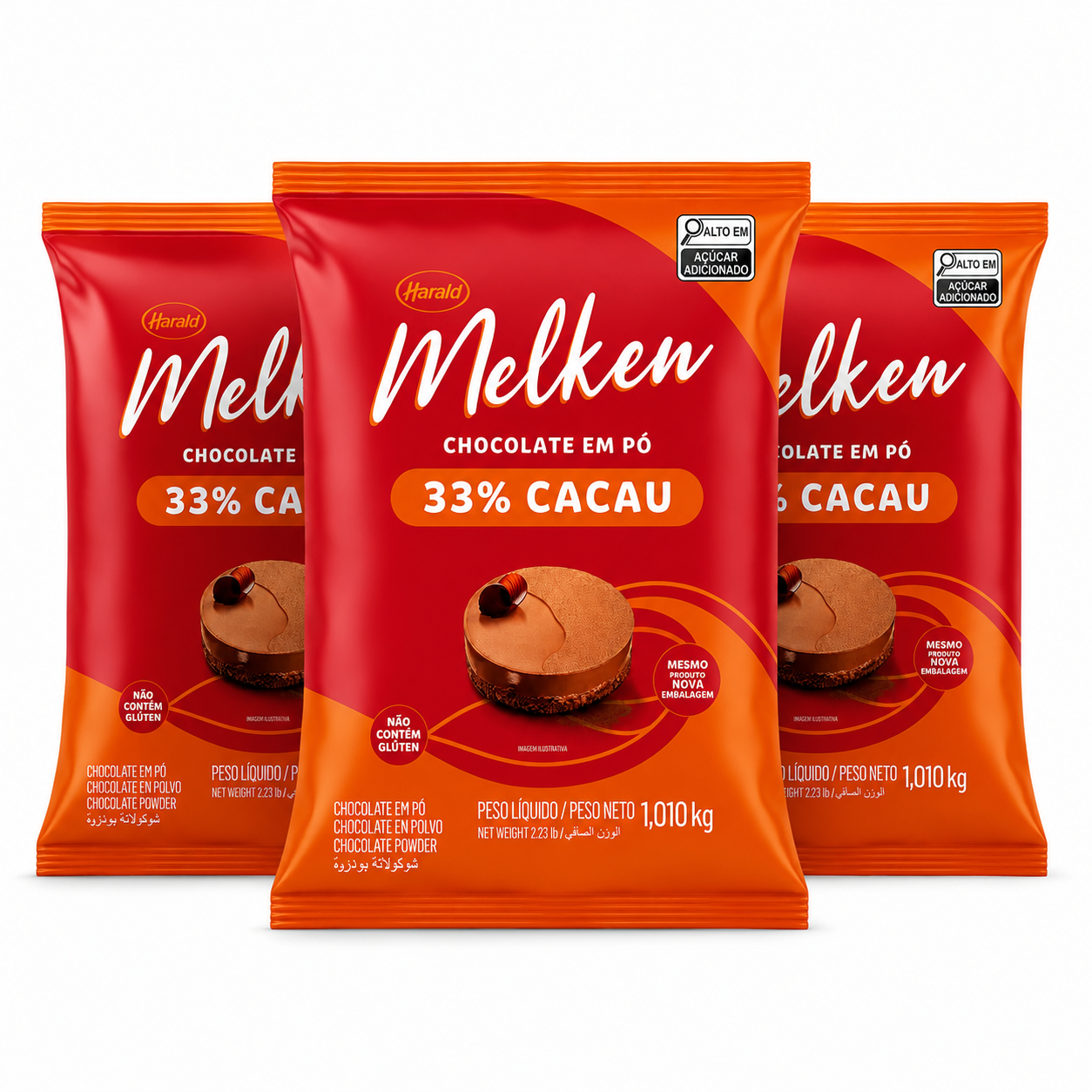 Kit 3 Pacotes Chocolate Em Pó Melken 33% ...