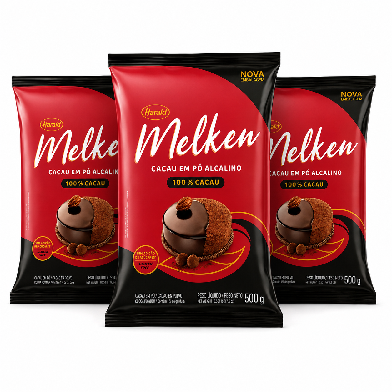 kit 3 Cacau Em Pó 100% Melken 500g Ideal ...