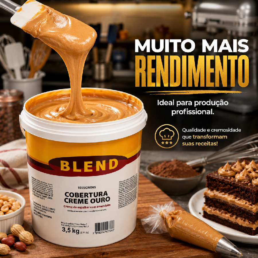 Cobertura Creme Ouro 3,5kg Creme Amendoim...