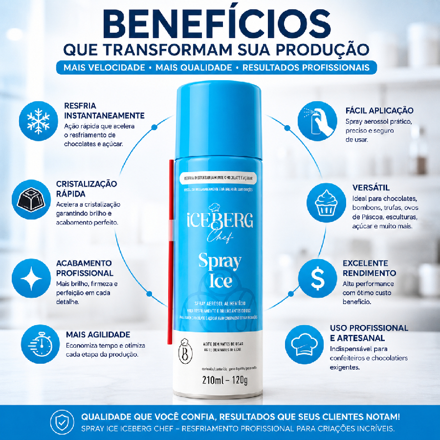 Spray Ice Aerossol Alimentício Resfria Ch...