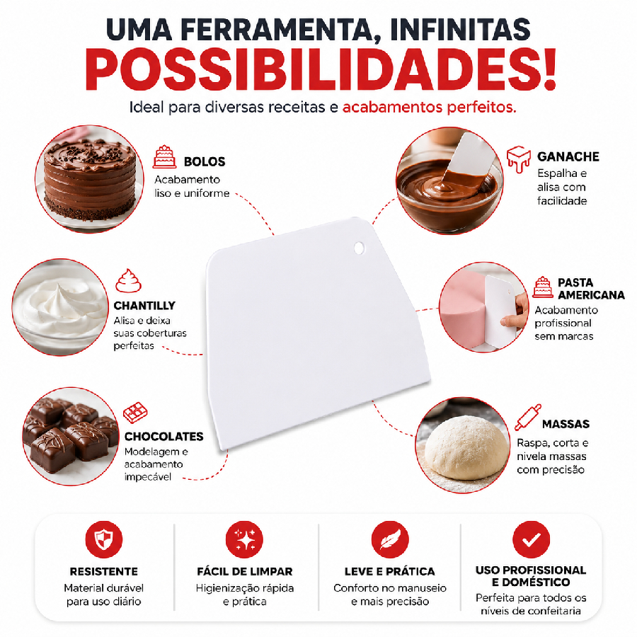 Espátula Alisadora 19x13 Confeitaria Bolo...