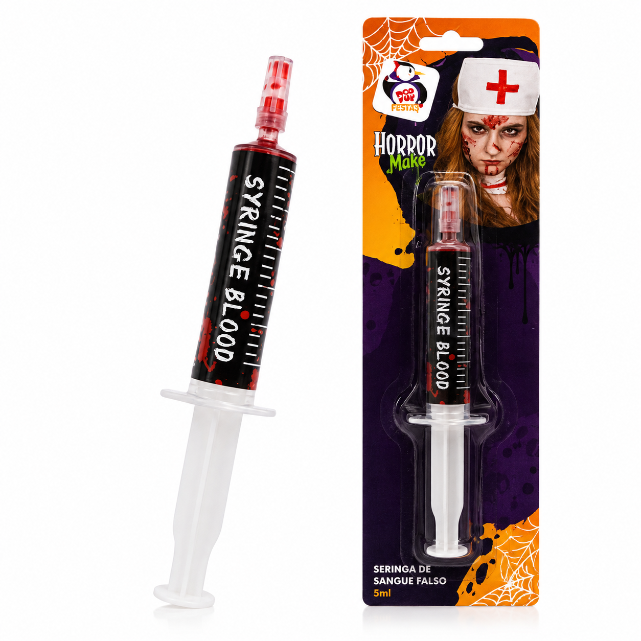 Seringa Sangue Falso 5ml Fantasia Hallowe...