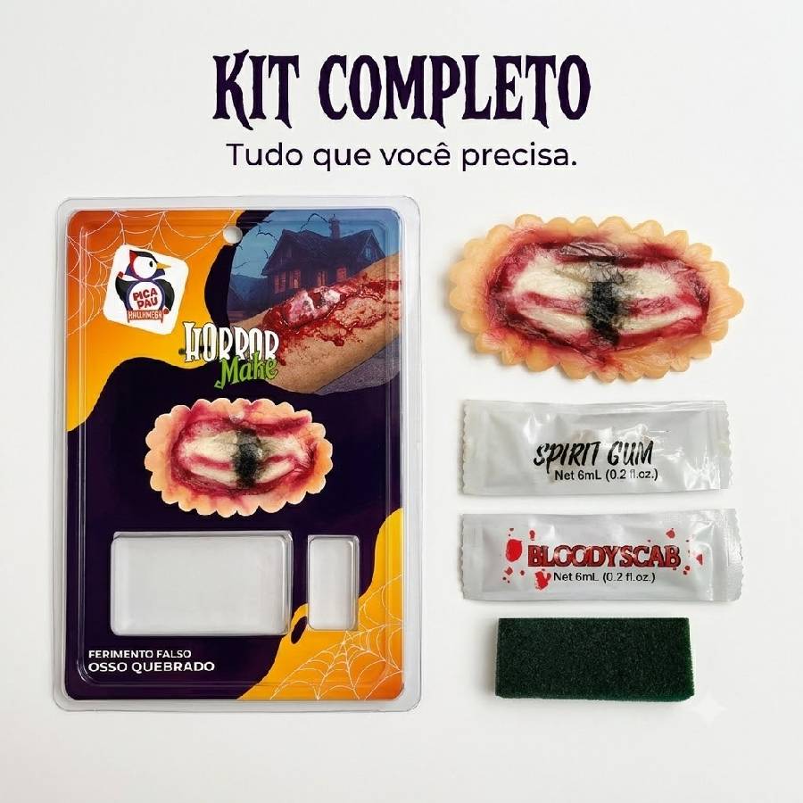 Kit Ferimento Falso Osso Exposto Efeito E...