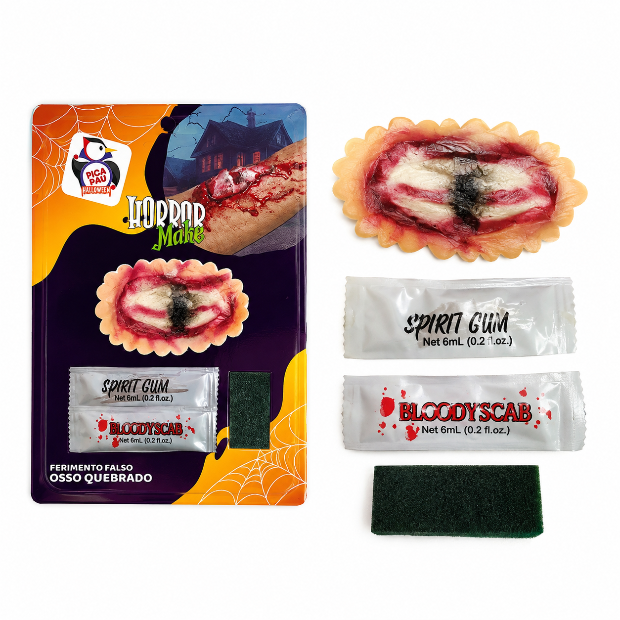 Kit Ferimento Falso Osso Exposto Efeito E...