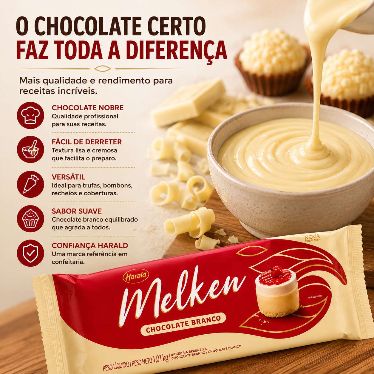Chocolate Melken Branco Nobre Doces Reche...