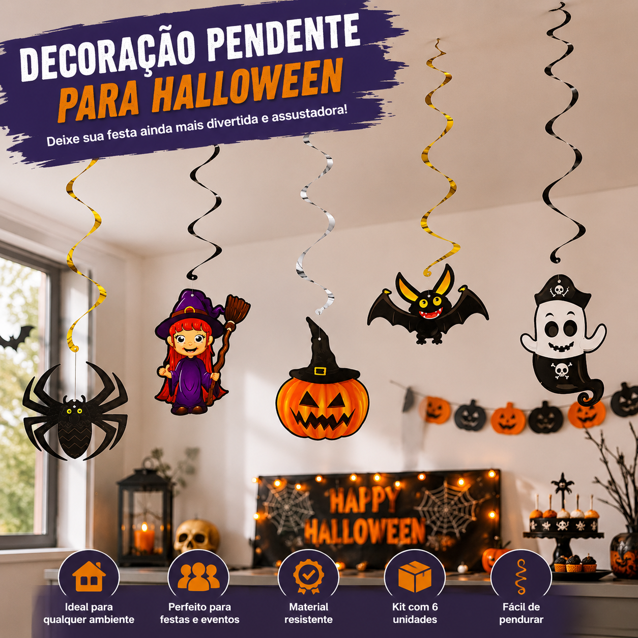 Enfeite Halloween Pendente Monstrinhos De...