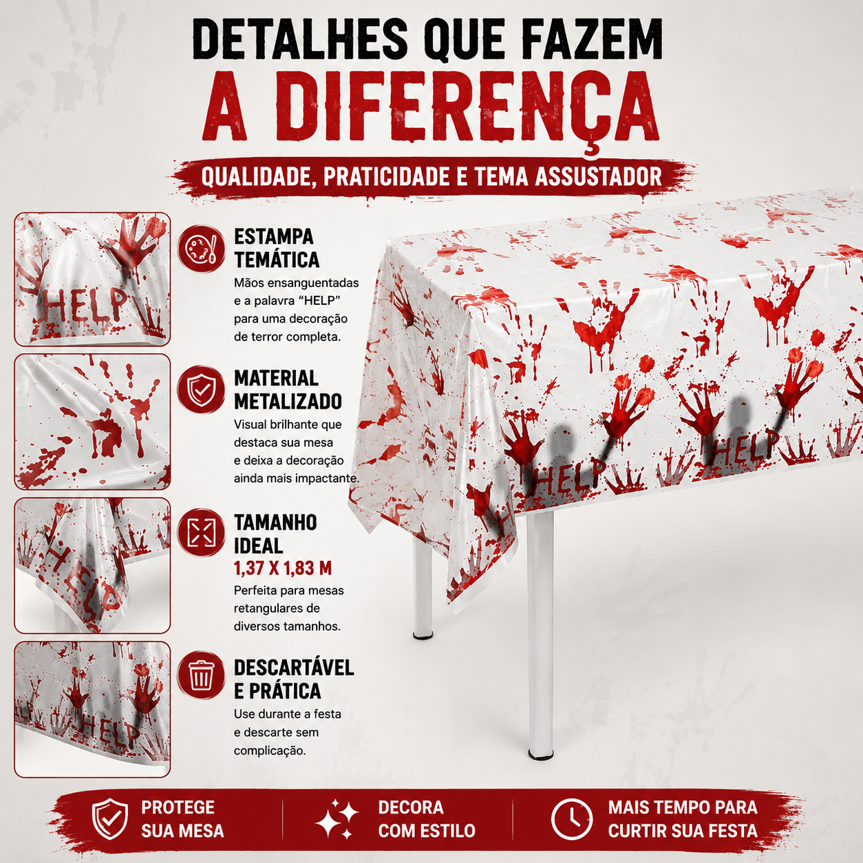 Toalha Mesa Halloween Descartável Decoraç...