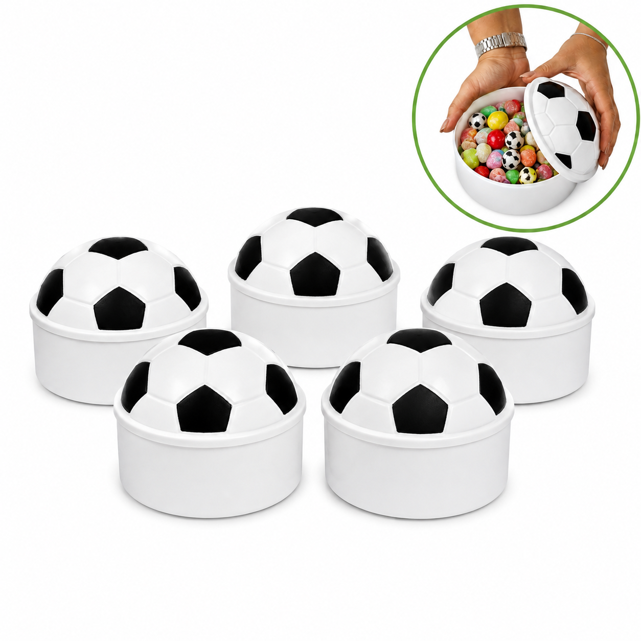 Kit 5 Baleiro Bola Futebol Branco Pote P/...