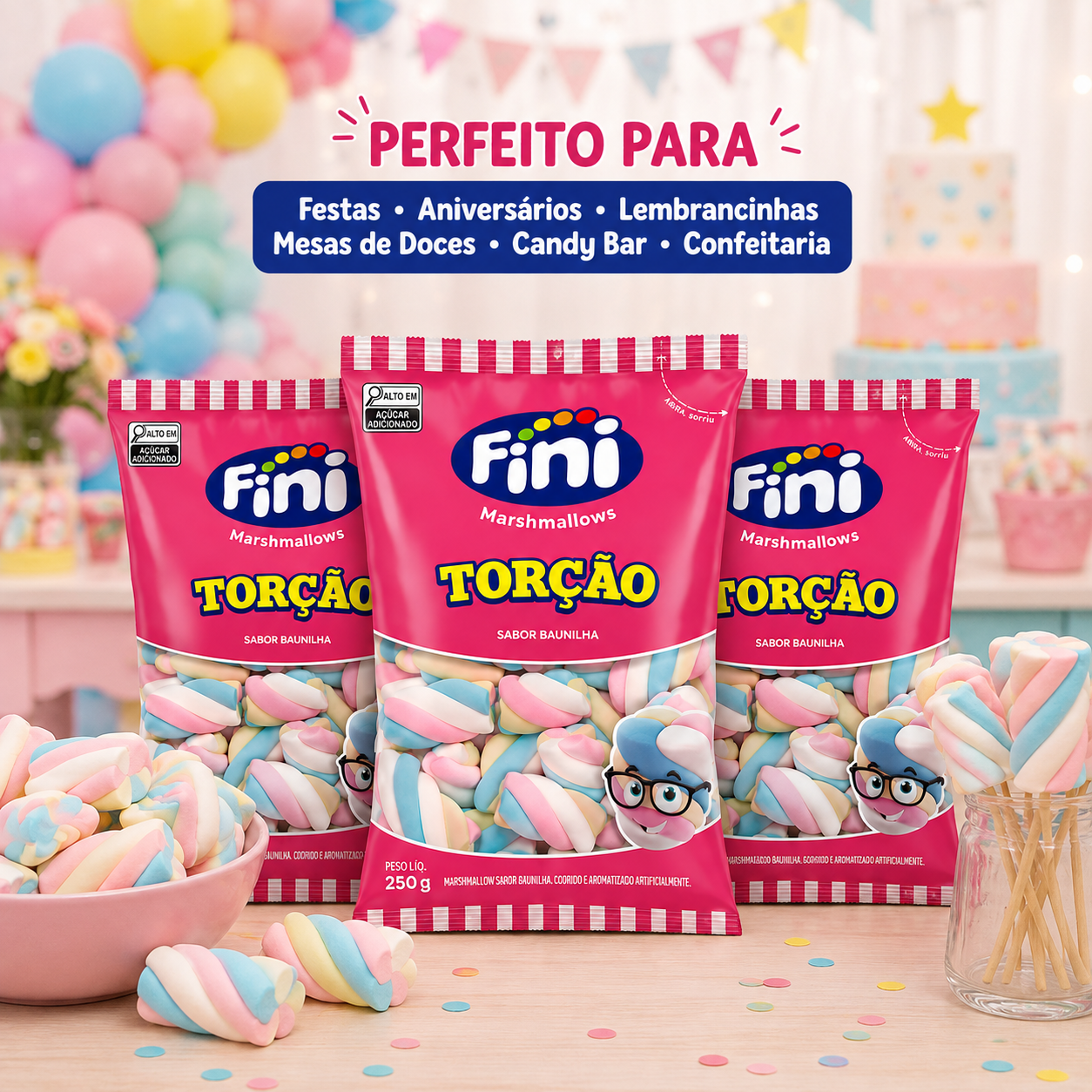 Kit 3 Marshmallow Colorido Torção Twist B...