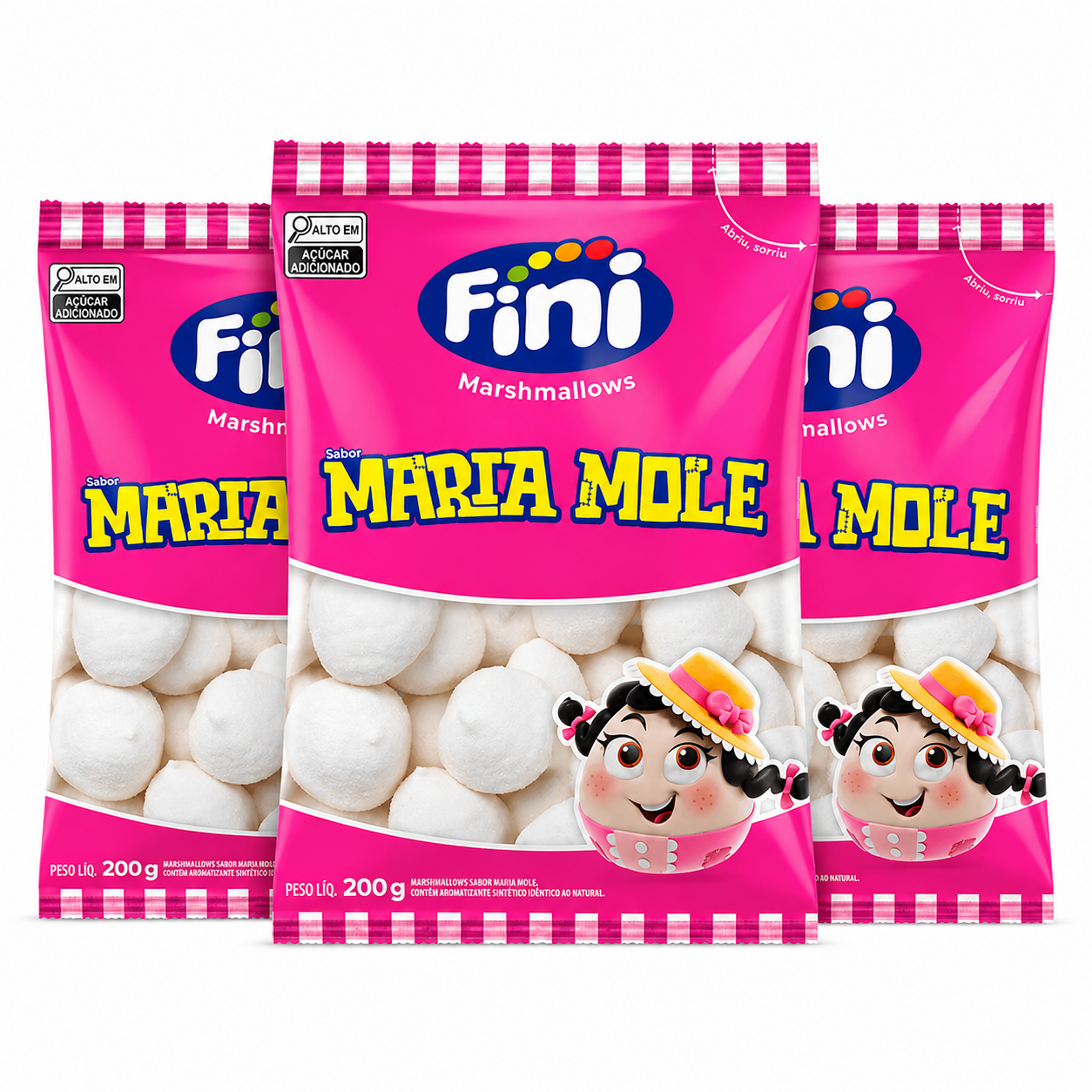 Kit 3 pacotes Marshmallow branco Fini Sab...