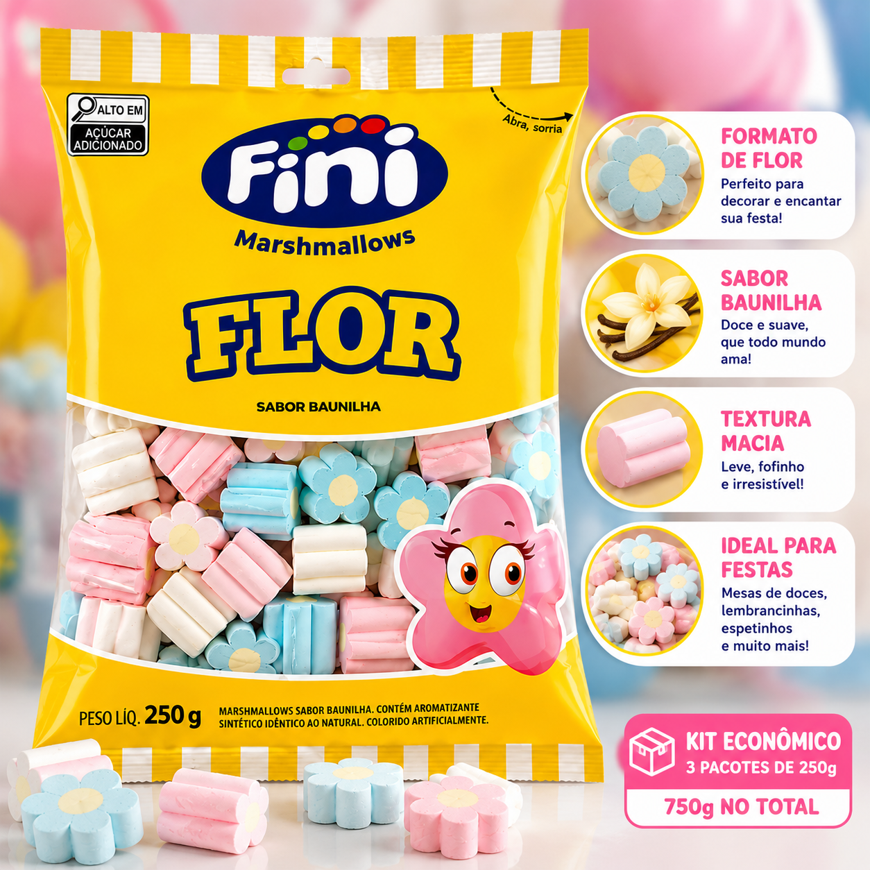 Kit 3 Pacotes Marshmallow Flor Baunilha 2...