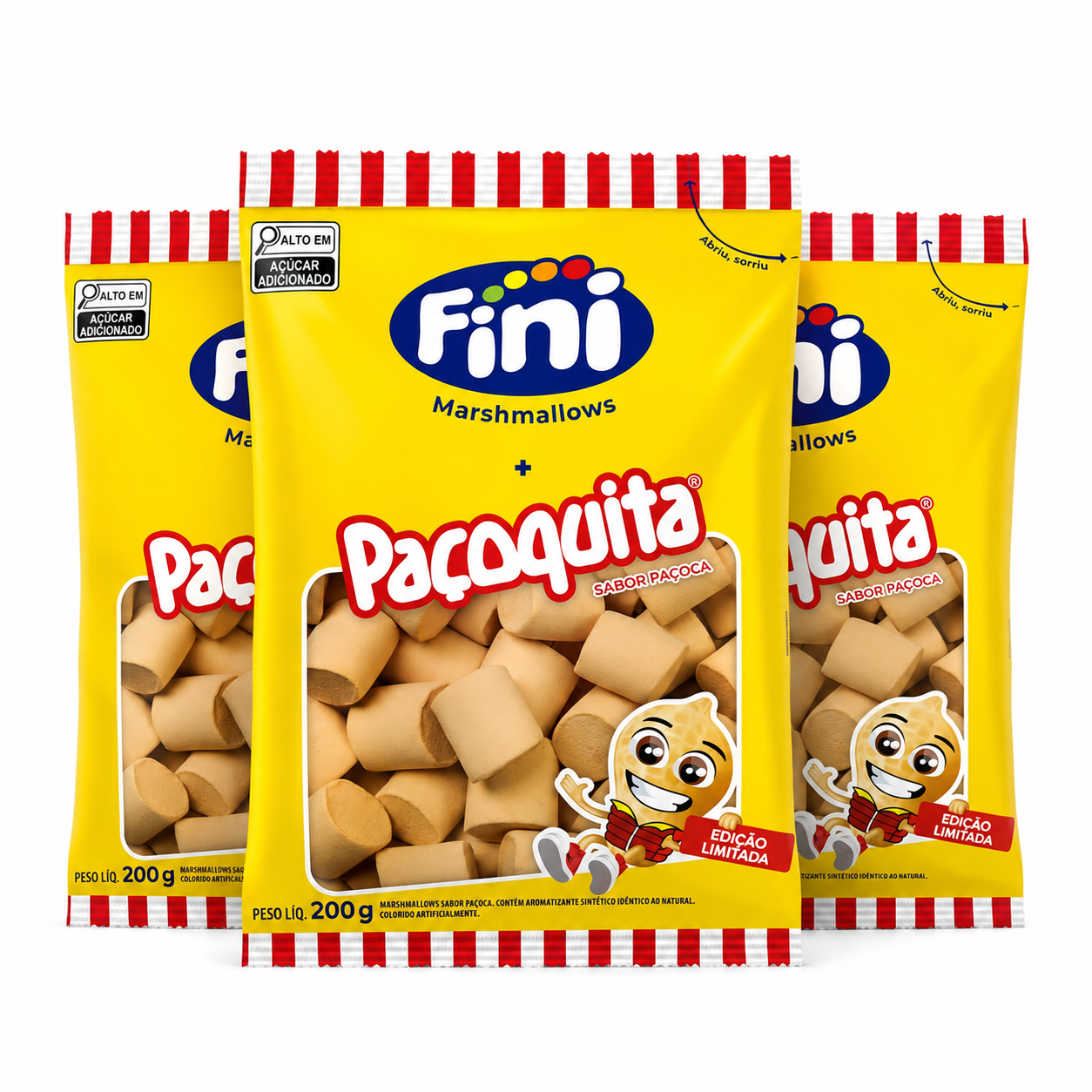 Kit 3 Marshmallow Fini Paçoquita Sabor Pa...