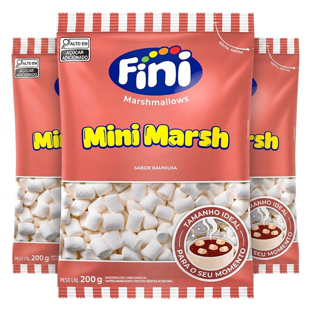 Kit 3 Mini Marshmallow Fini Baunilha 200g...